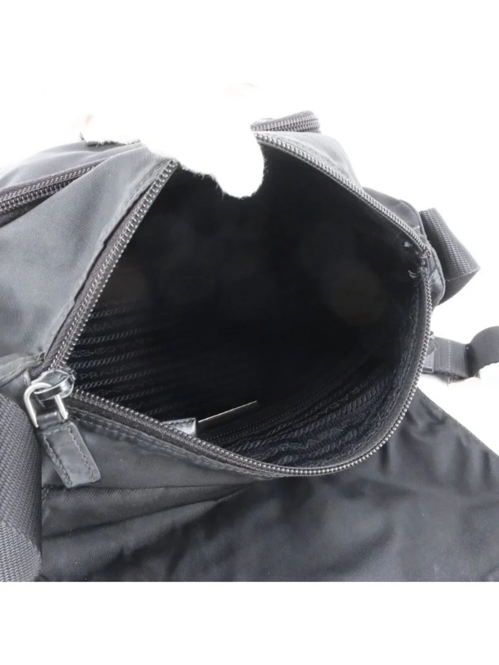 Prada Tessuto Nylon Triangle Logo Leather Shoulder Bag Crossbody Messenger